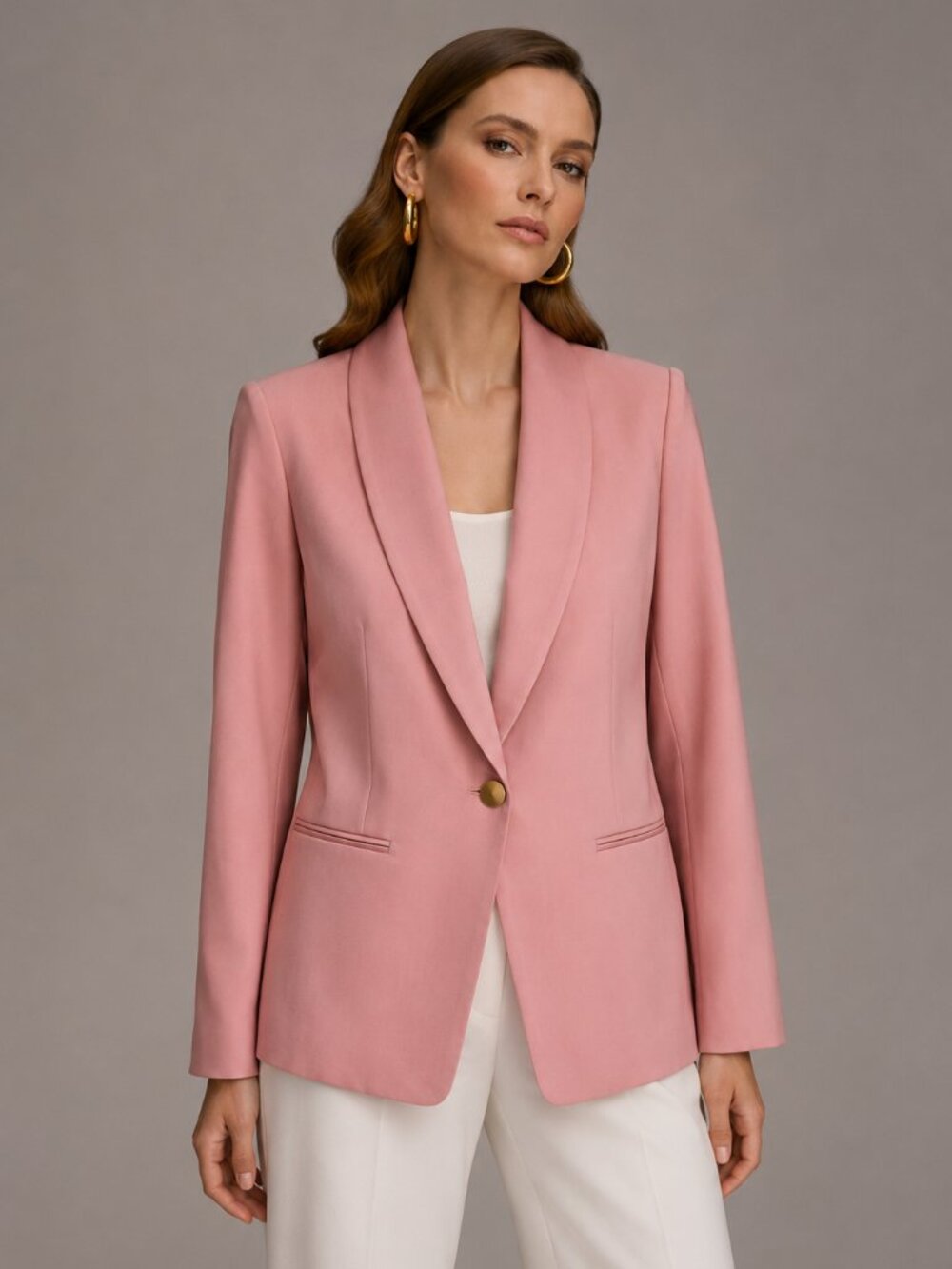 DKNY Donna Karan Blush Pink Blazer Jacket Women's 10 Gold Buttons EUC